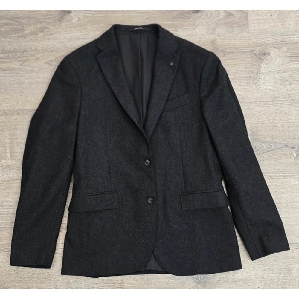 Mango‎ Men's Wool Jacket Italy Size 40 Grey Single Breasted Lined